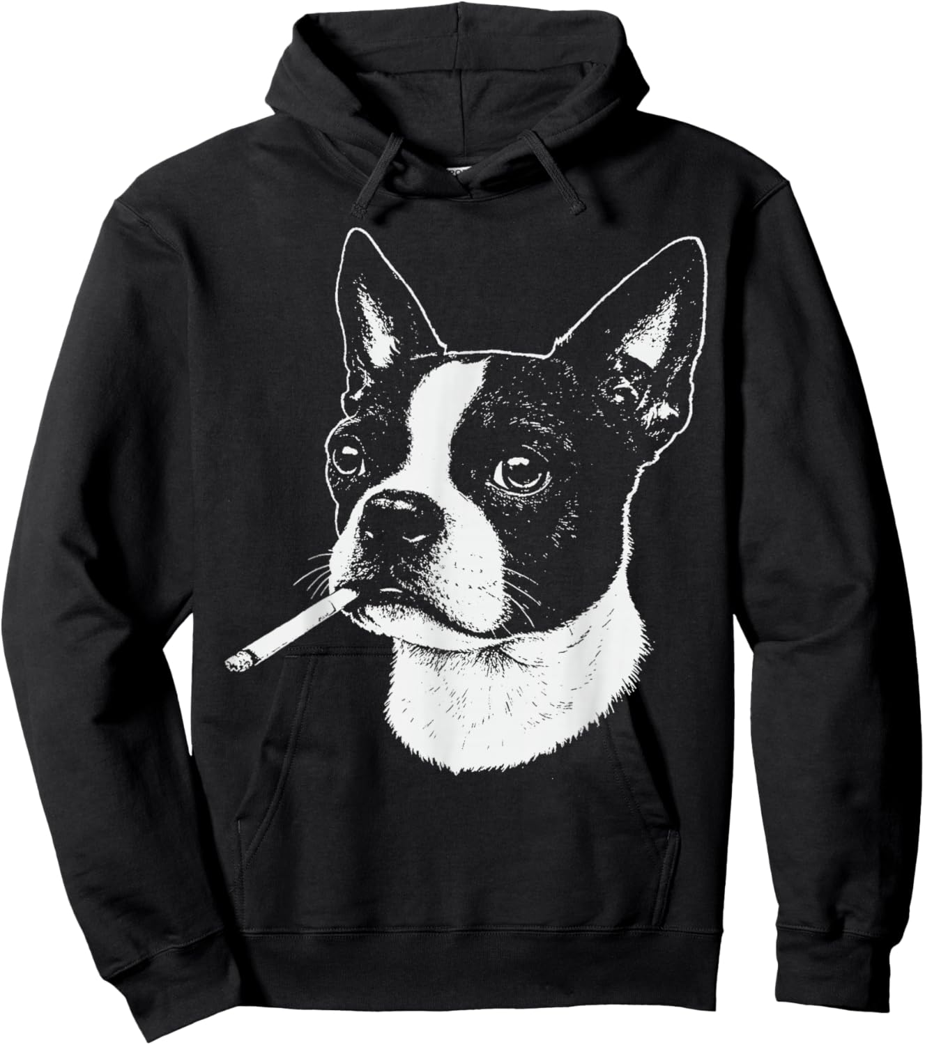 Boston Terrier Meme Funny Dog Smoking Cigarette Hoodie - Hoodie | Black