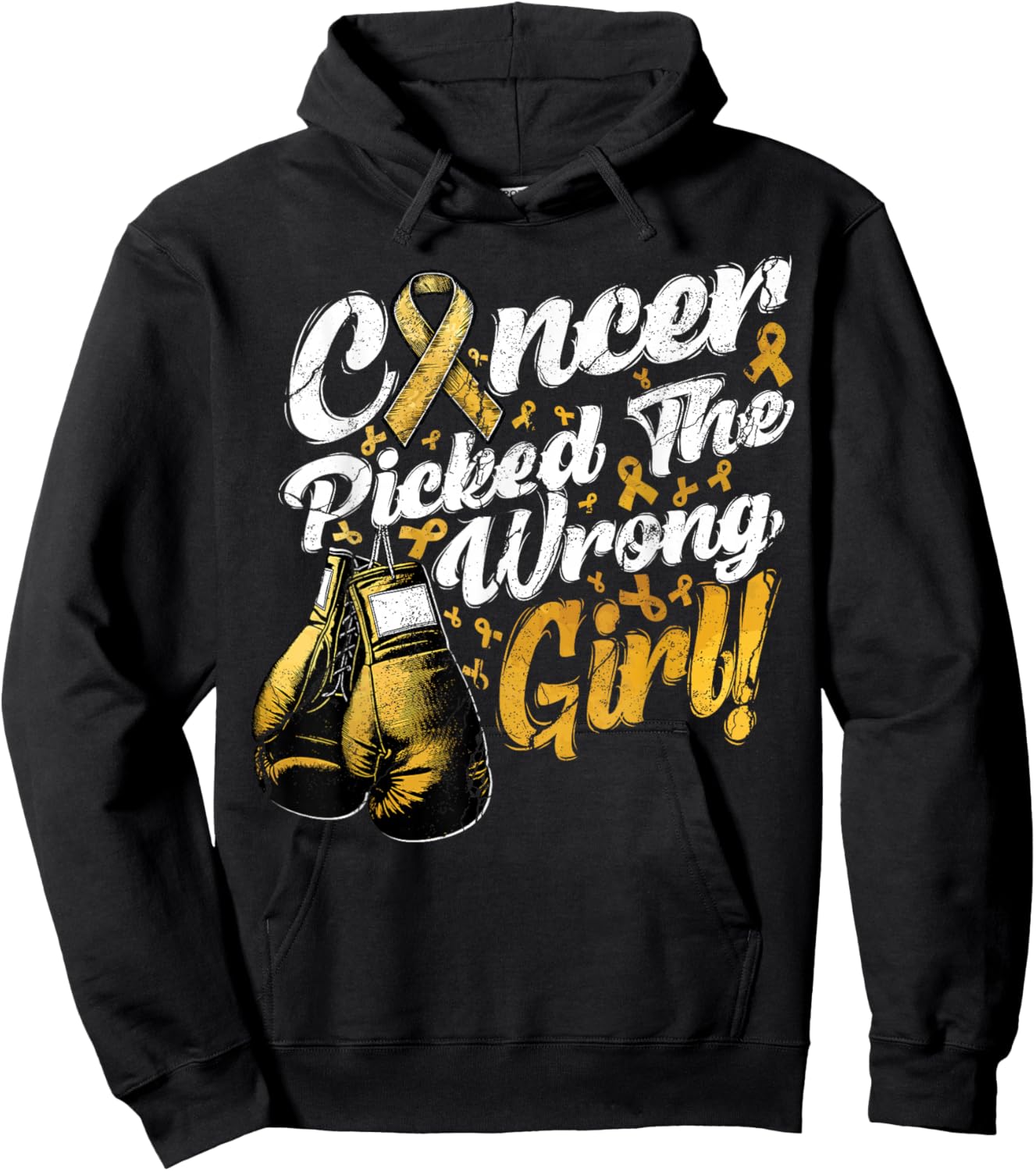 Childhood Cancer Picked The Wrong Girl Awareness Support Hoodie - Hoodie | Black