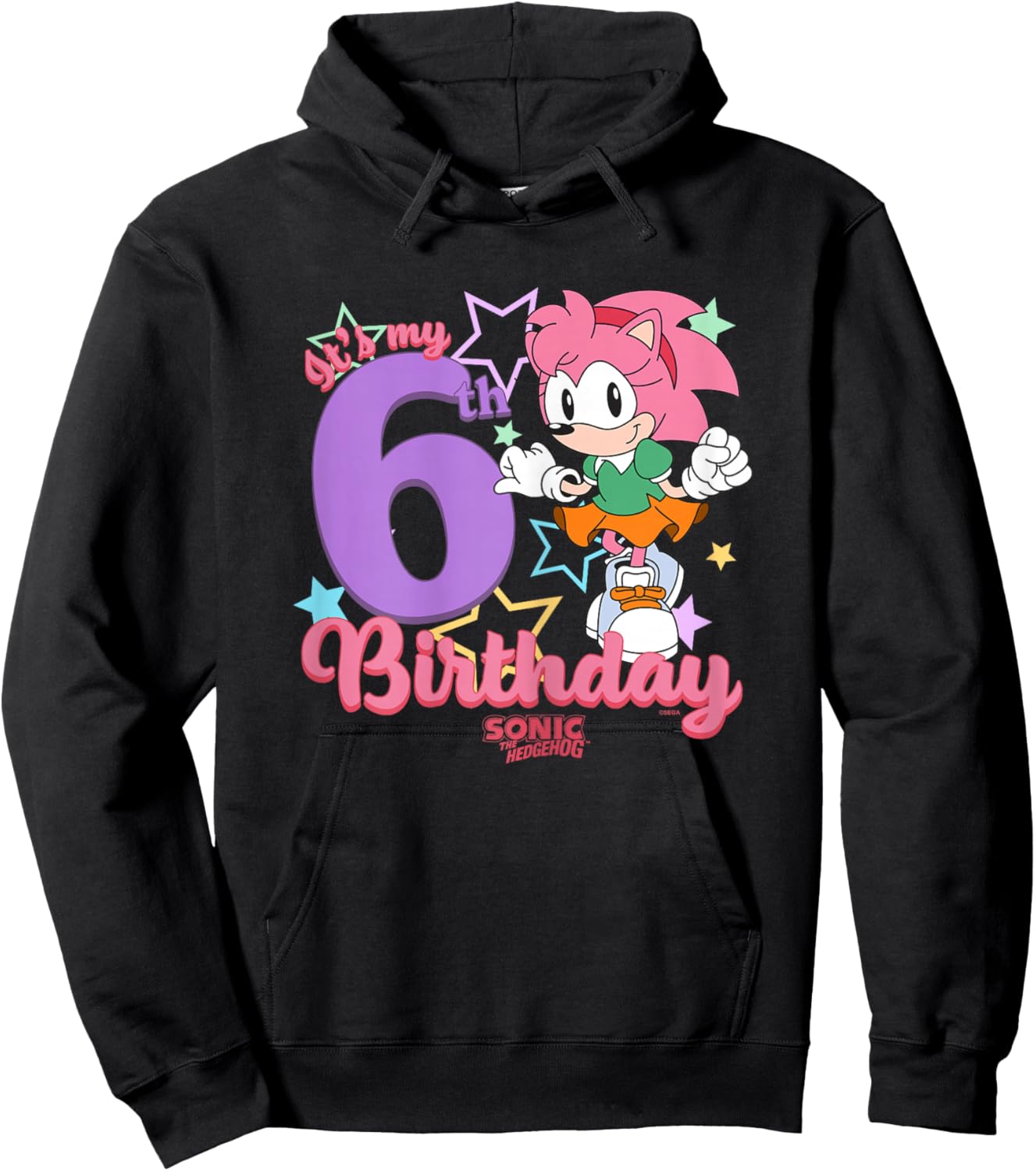 Sonic The Hedgehog It's My 6th Birthday Amy Rose Vintage Art Hoodie - Hoodie | Black