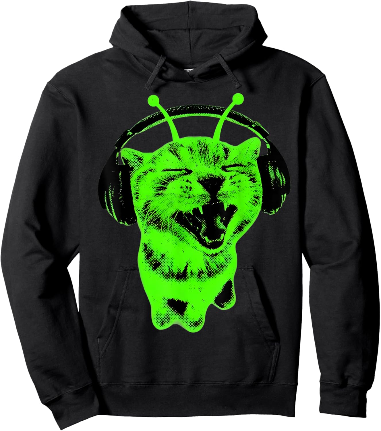 Funny Cat Alien Y2K Cat Meme Retro Silly Vintage Space Kitty Hoodie - Hoodie | Black