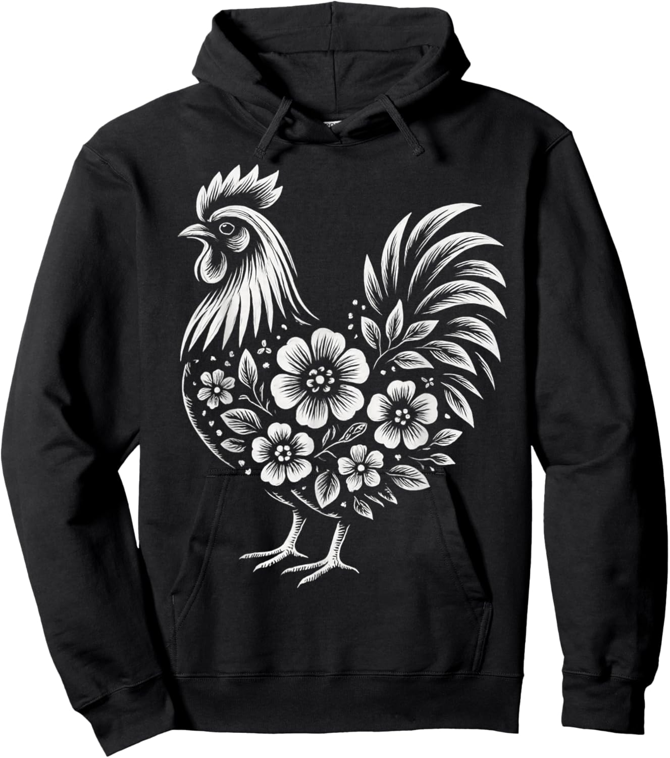 Chicken Floral Vintage Farm Girls Women Lover Cute Chicken Hoodie - Hoodie | Black