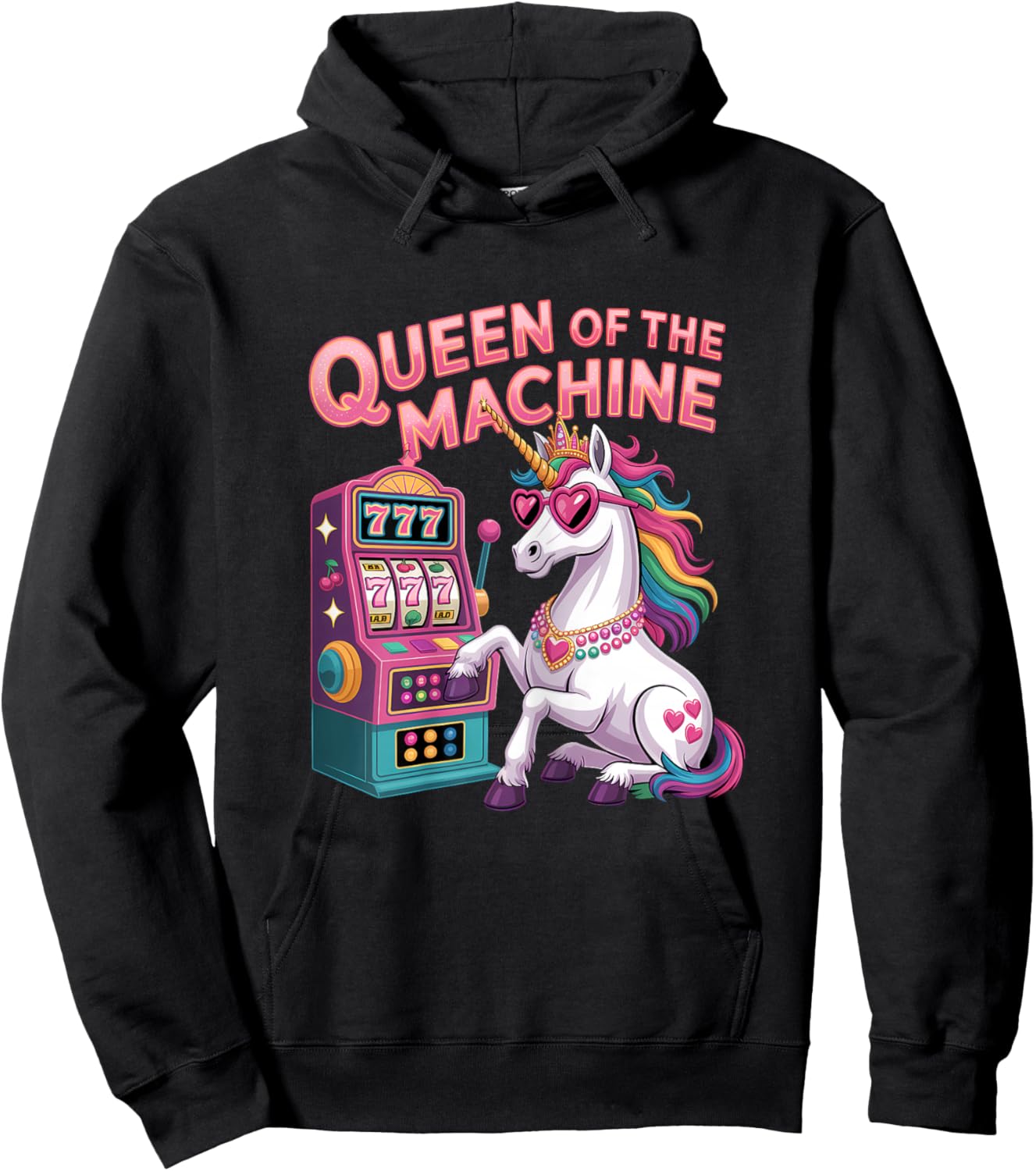 Cute Slot Machine Queen Casino Gambling Poker Player Hoodie - Hoodie | Black