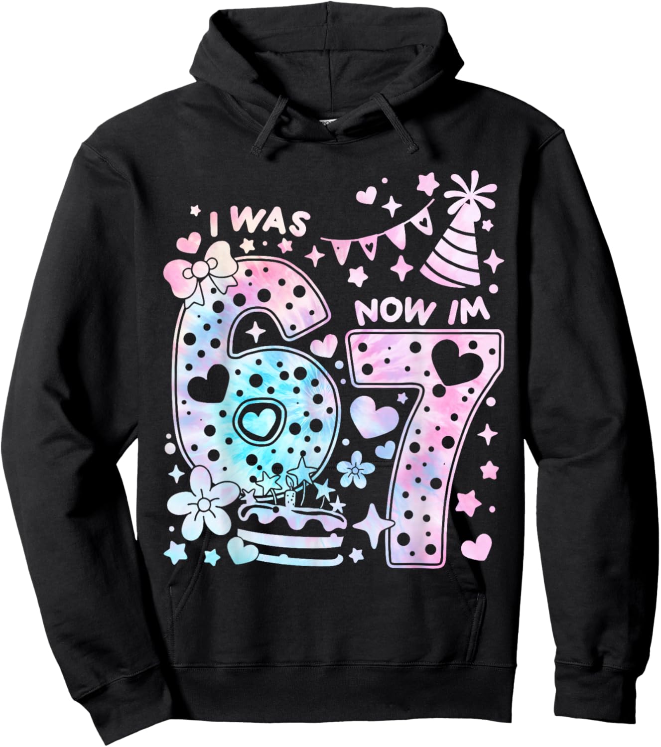 Happy 7th Birthday Girl I was 6 Now I'm 7 Kids 6 7 Birthday Hoodie - Hoodie | Black