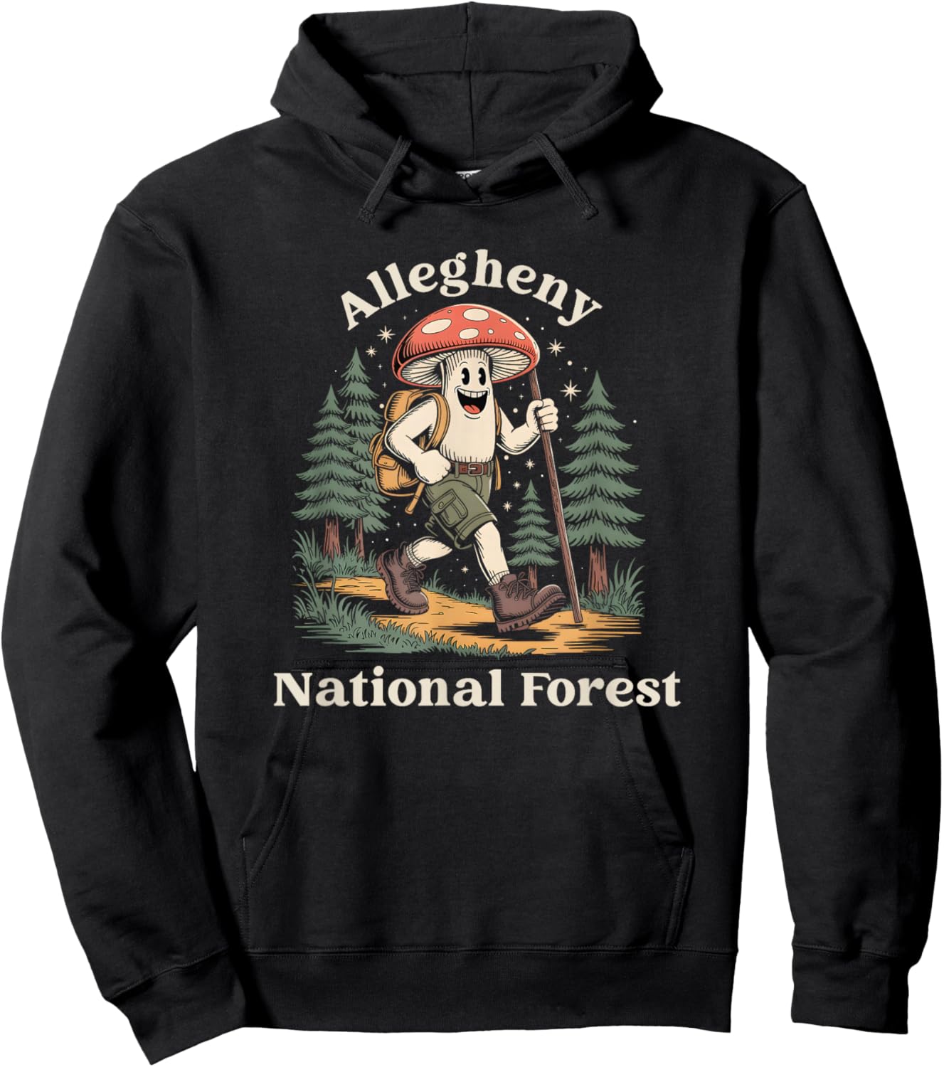 Allegheny National Forest Pennsylvania Hiking Mushroom Hoodie - Hoodie | Black
