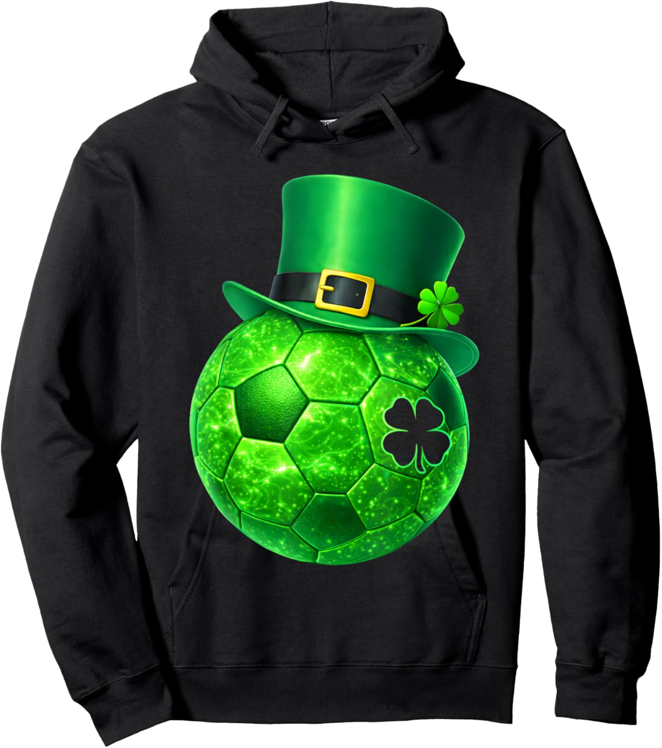 Funny Shamrock Leprechaun Soccer St Patricks Men Boy Kid Hoodie - Hoodie | Black