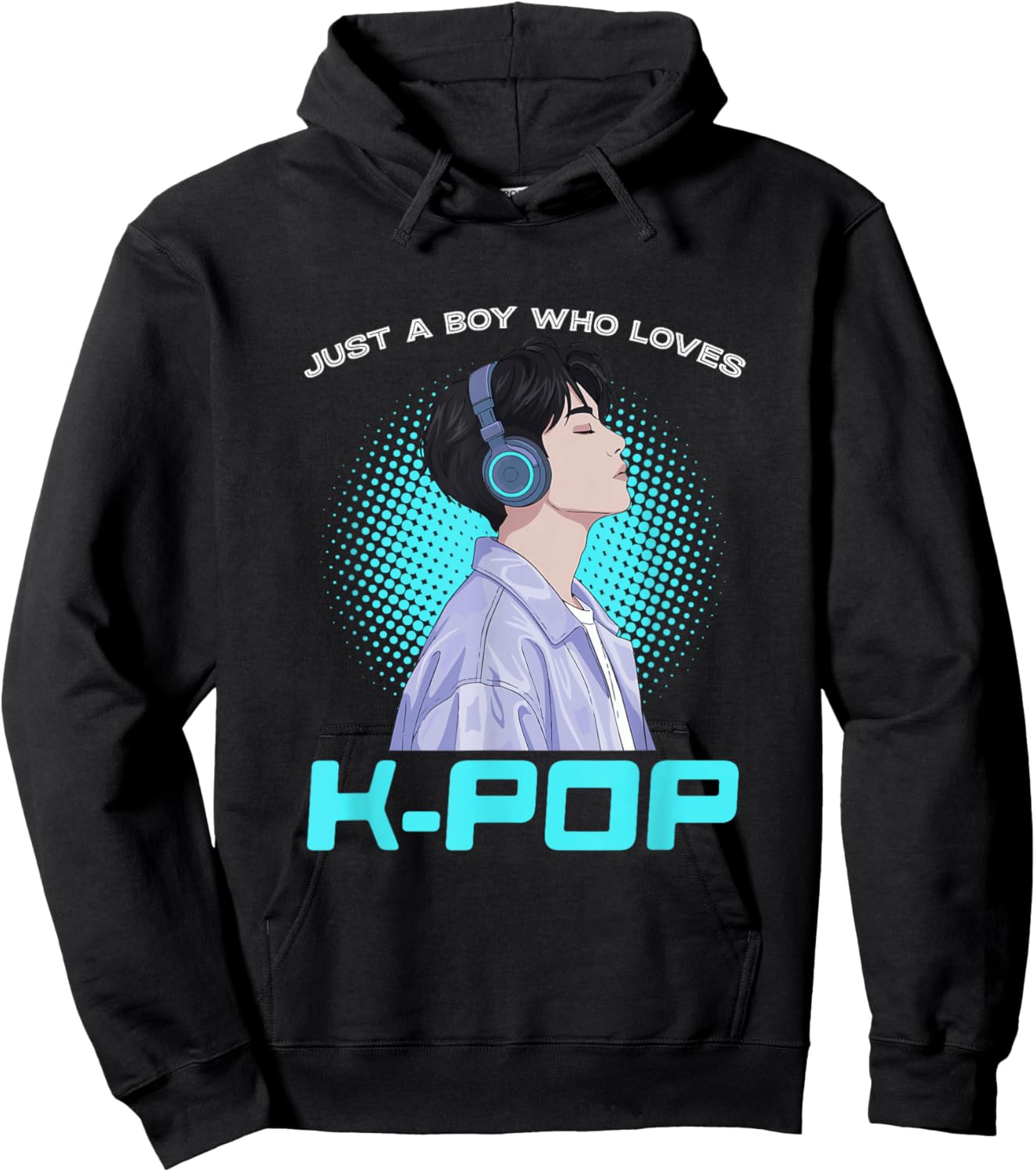 Funny Just A Boy Who Loves K-Pop Korean Music Headphones Hoodie - Hoodie | Black