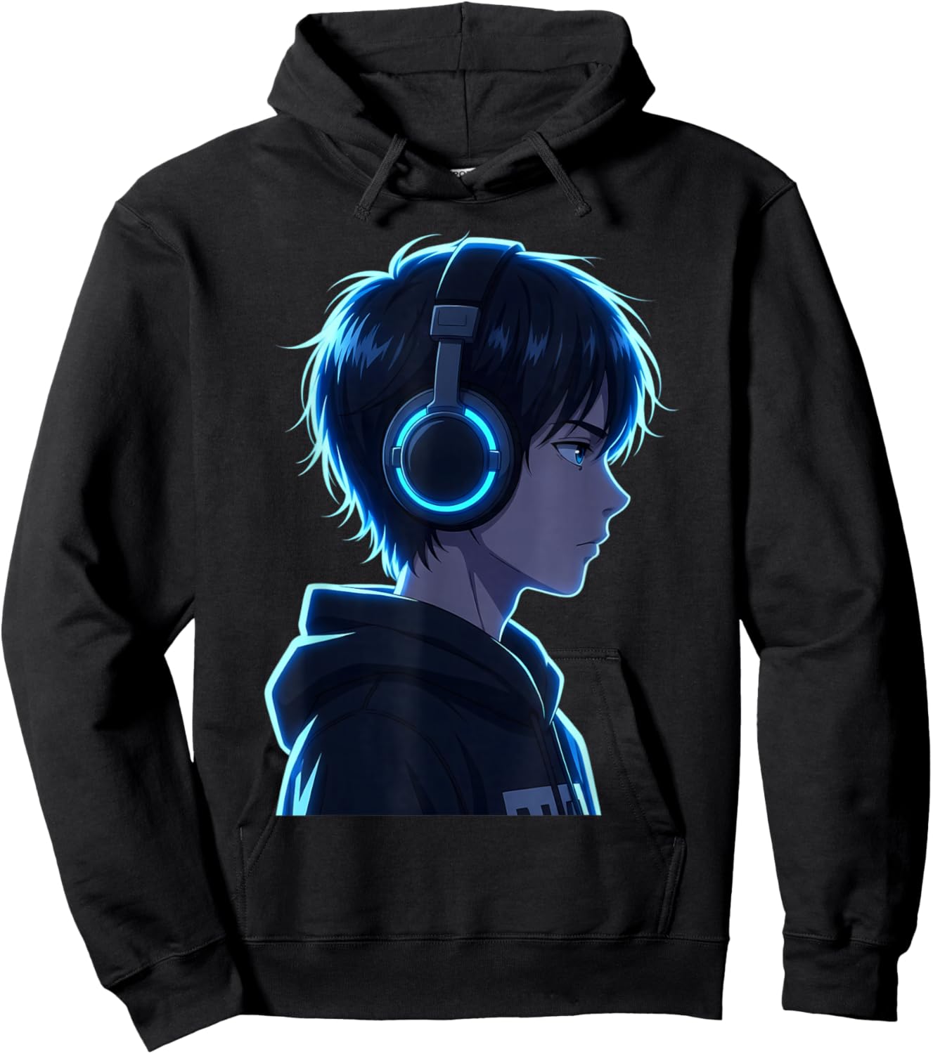 Anime Boy Man Manga Graphic Headphones Artwork Anime Fan Art Hoodie - Hoodie | Black