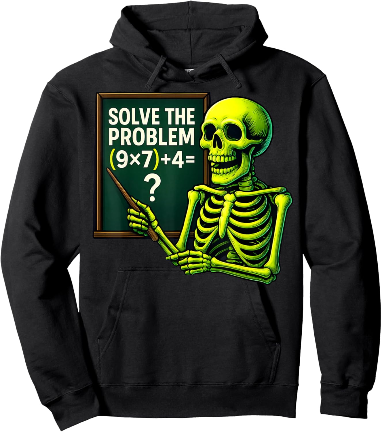 Solve The Problem Skeleton Teacher Halloween Math Six Seven Hoodie - Hoodie | Black