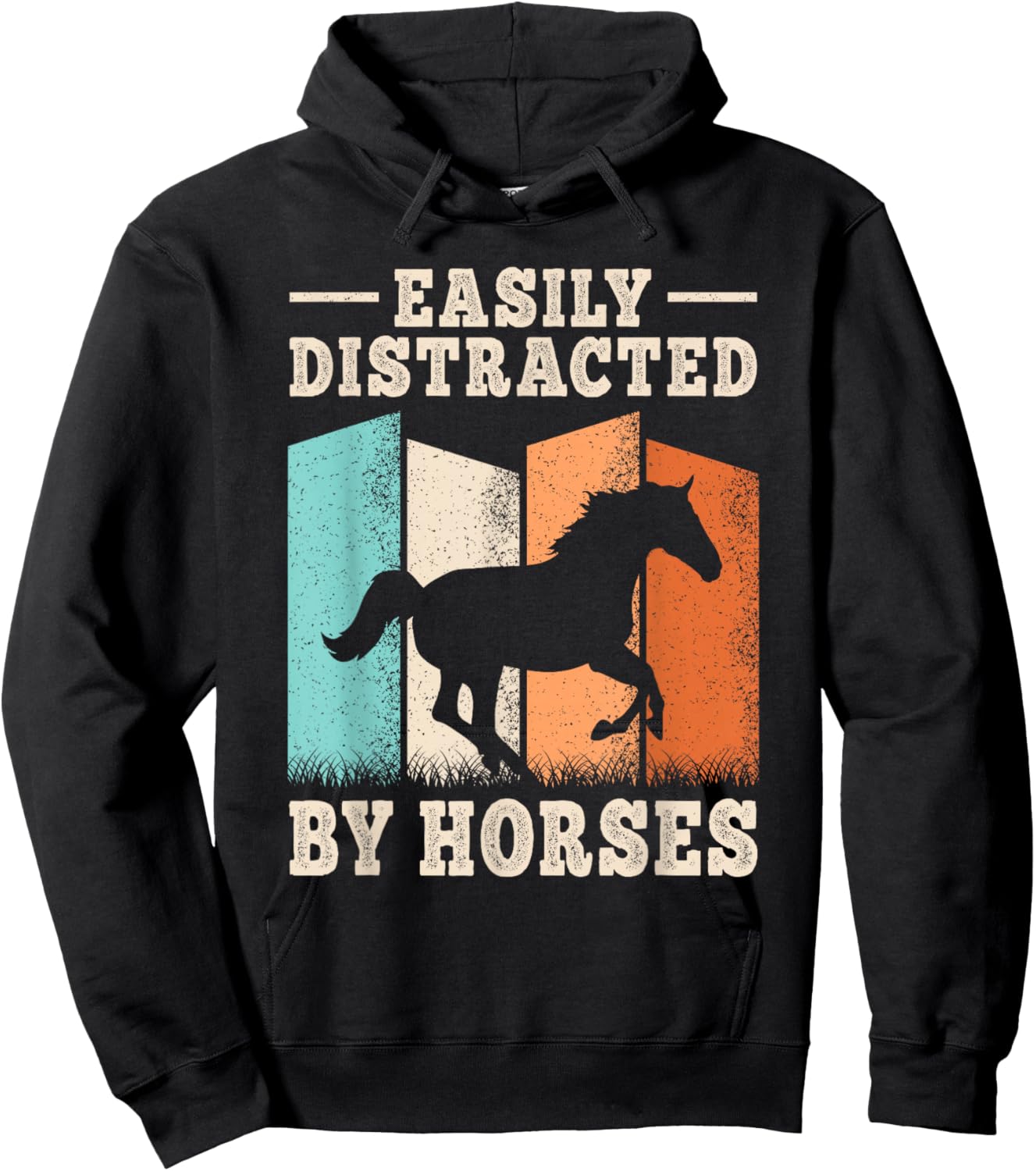 Easily Distracted by Horses Horseback Riding Men Women Kids Hoodie - Hoodie | Black