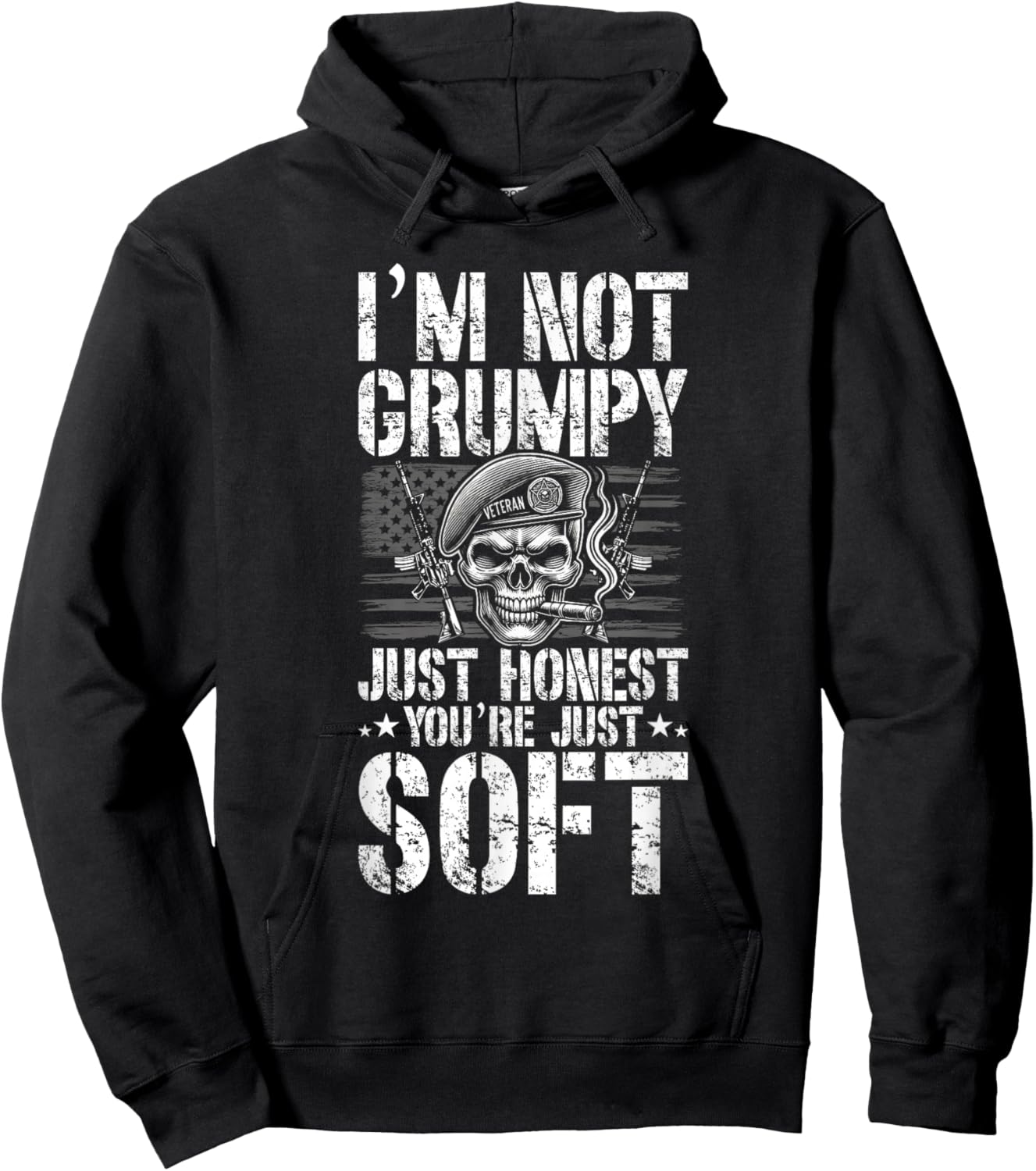Grumpy Old Veteran us Flag Vet Disgruntled Veteran Hoodie - Hoodie | Black