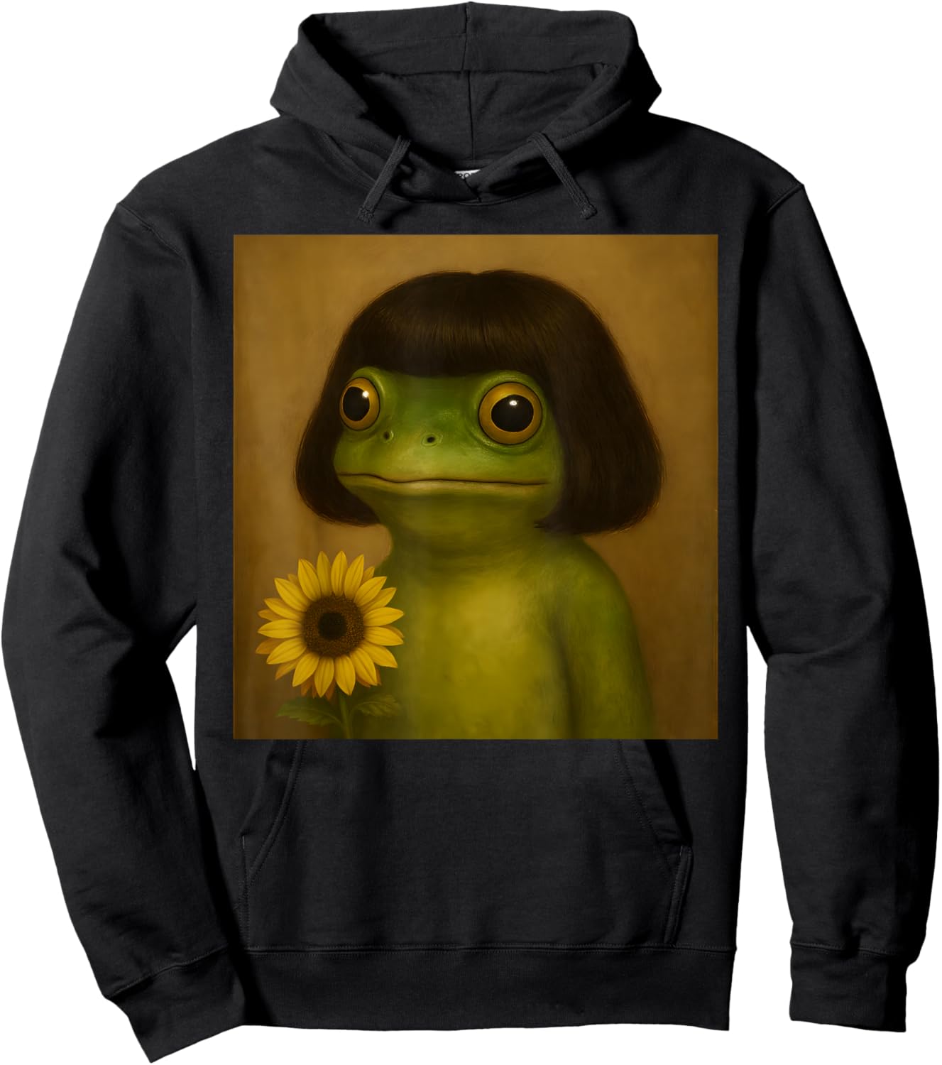 Funny Frog Bob Haircut Meme Women Kids Hoodie - Hoodie | Black
