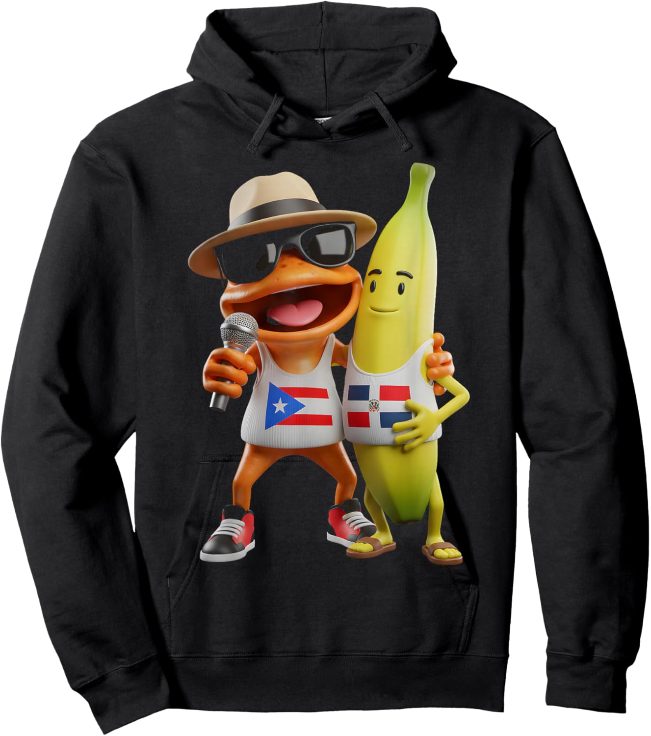 Puerto Rico Dominican Cartoon Frog Coqui Taino Boriken Hoodie - Hoodie | Black