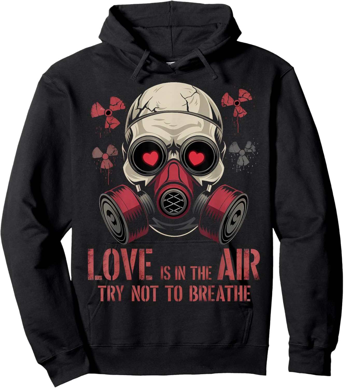 Valentine Skull Gas Mask Love Aesthetic Hoodie - Hoodie | Black
