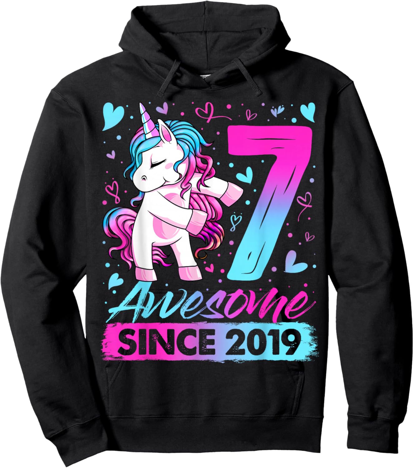 7th Birthday Shirt Girl 7 Year Old Gifts 7 Birthday Girl Hoodie - Hoodie | Black