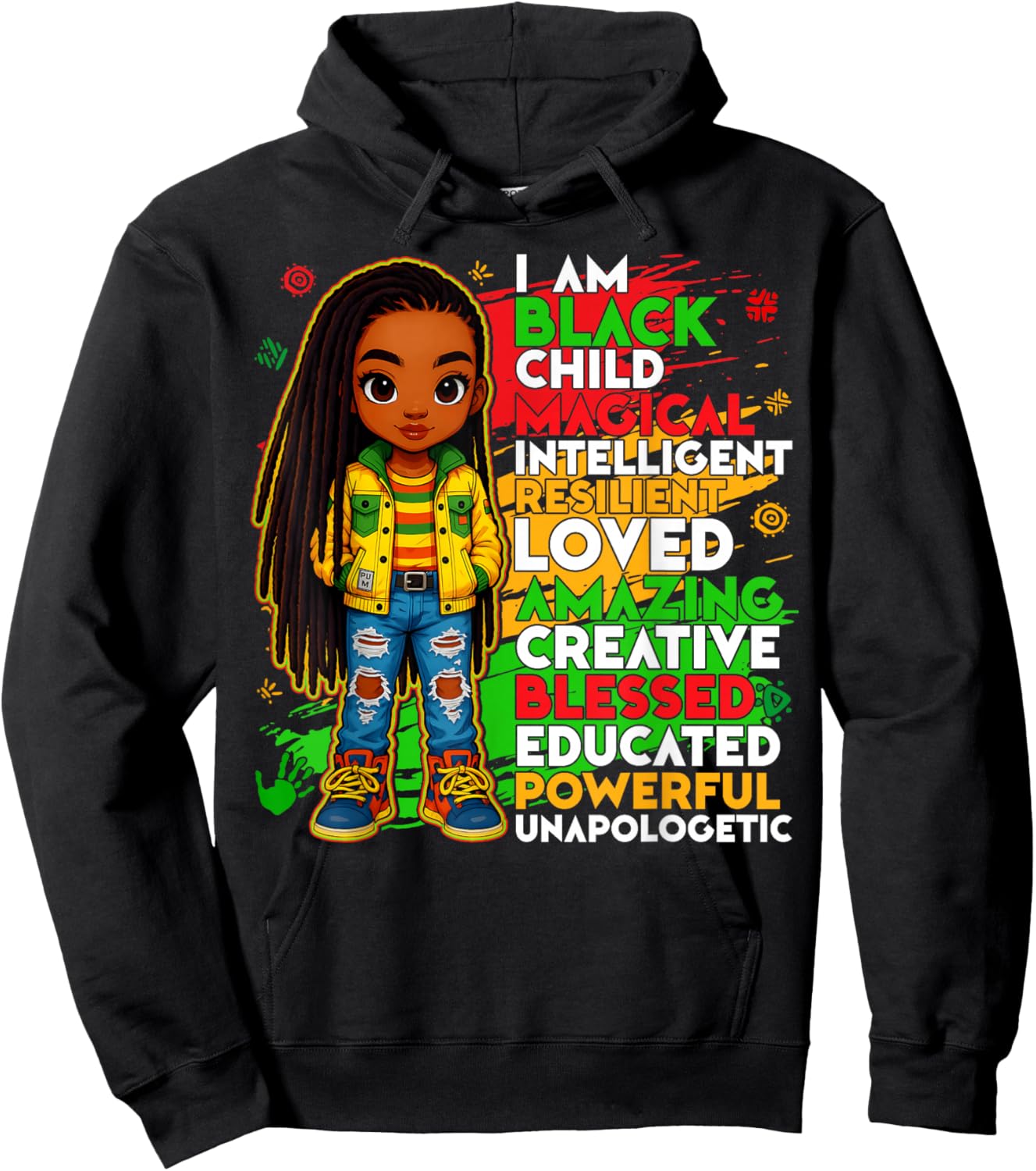 Black History I Am Black Child African American Kids Girls Hoodie - Hoodie | Black