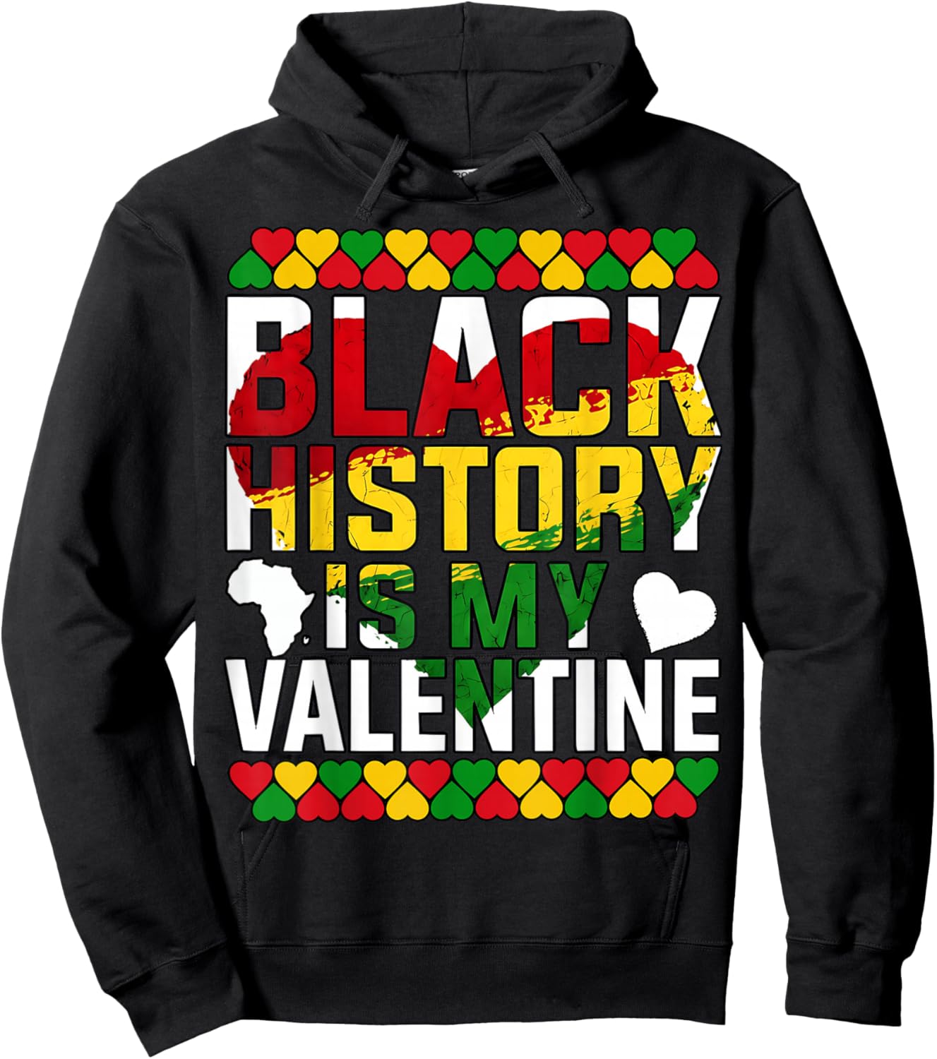 Black History Month is My Valentine Heart Afro Women Men red Hoodie - Hoodie | Black