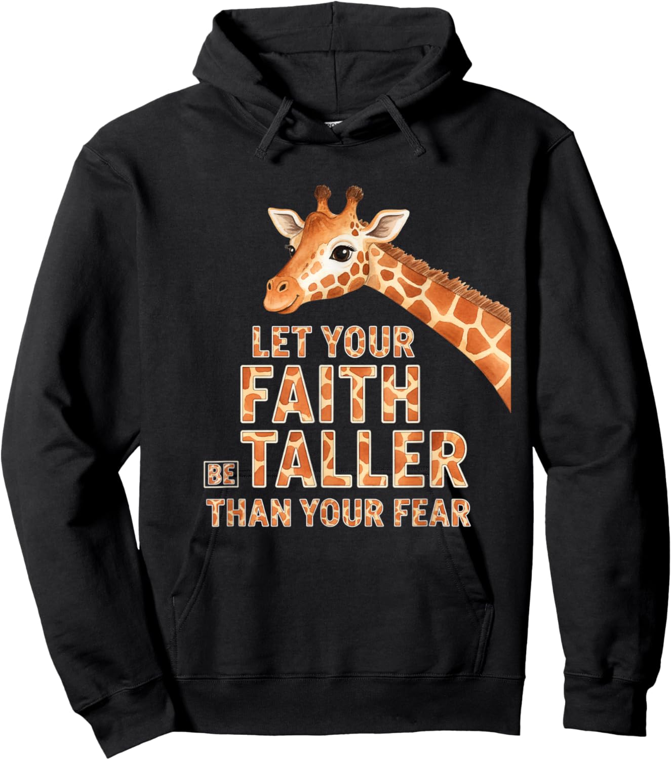Let Your Faith Be Taller Than Your Fear Kids Giraffe Jungle Hoodie - Hoodie | Black