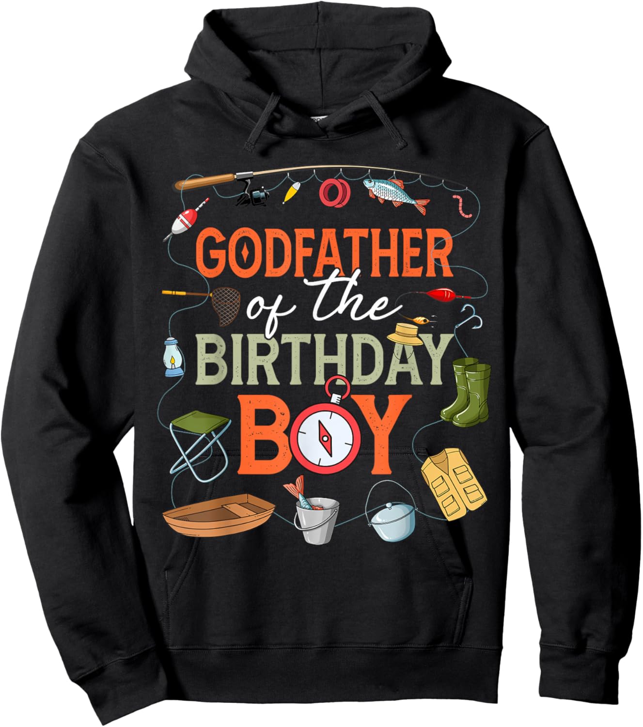 Godfather of The Birthday Boy Fishing First Birthday Party Hoodie - Hoodie | Black
