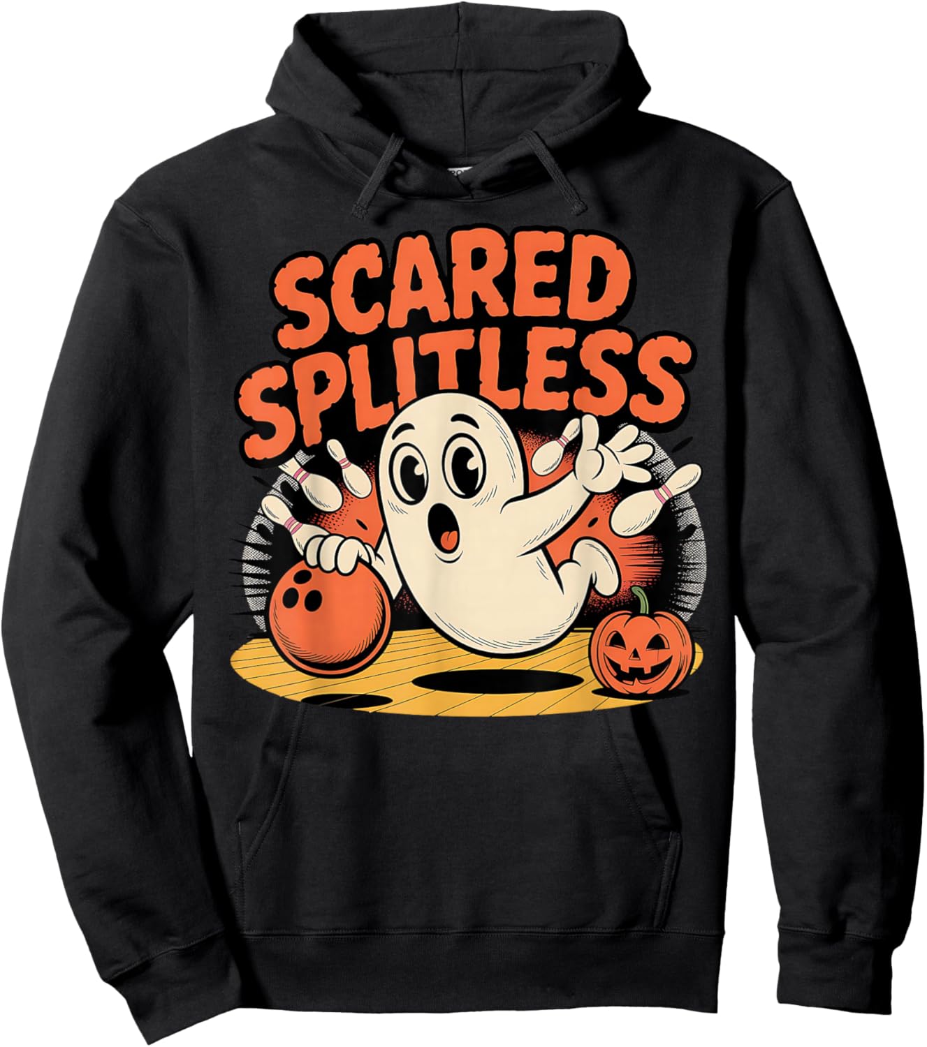 Scared Splitless Ghost Bowling Halloween Fun Design Hoodie - Hoodie | Black