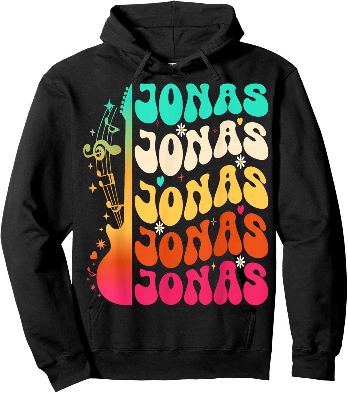 Retro Jonas First Name I Love Jonas 80's Groovy Hoodie - Hoodie | Black