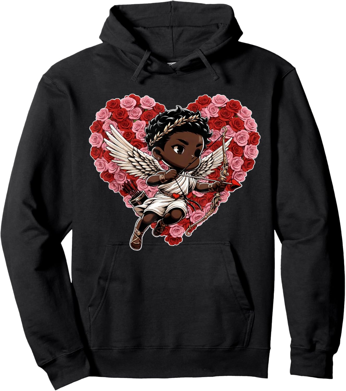 Cute Black African American Cupid Shirt Decor Boys Girls Kid Hoodie - Hoodie | Black