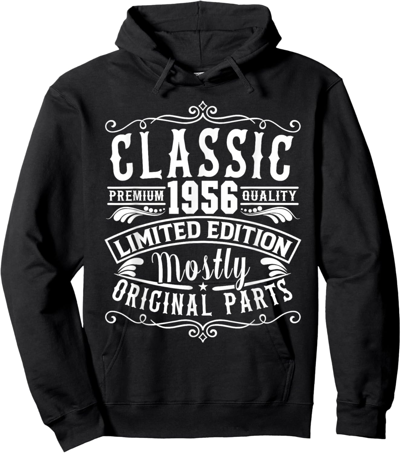 Born in 1956 Birthday, Classic Mostly Original Parts Funny Hoodie - Hoodie | Black
