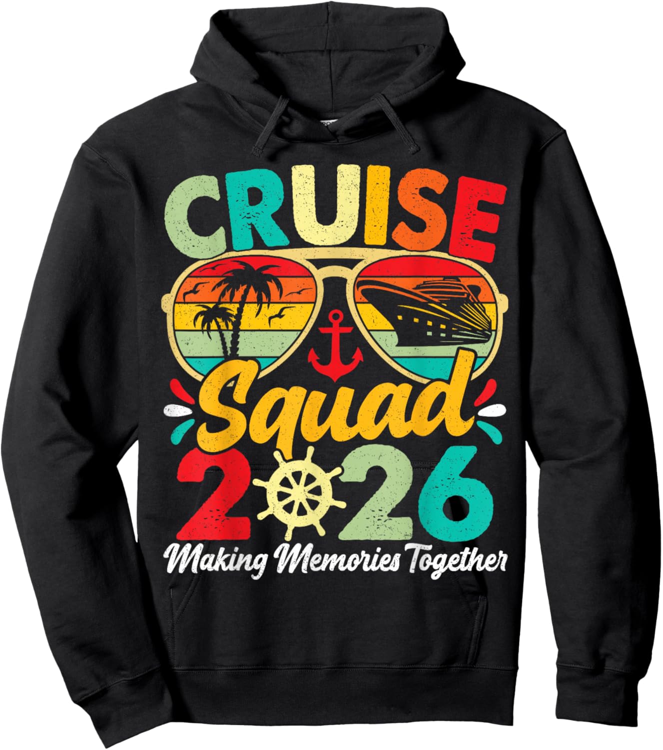 Cruise Squad 2026 Summer Vacation Matching Family Vintage Hoodie - Hoodie | Black