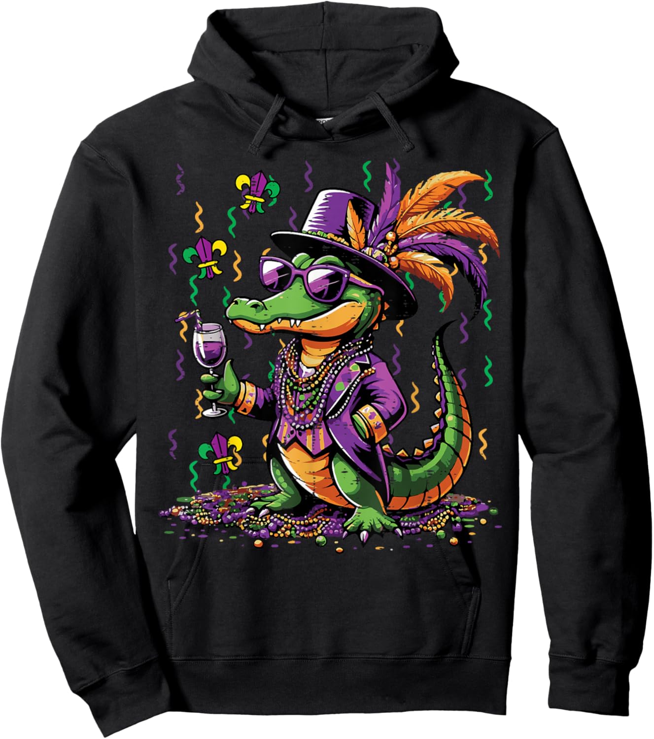 Mardi Gras Alligator Costume Carnival New Orleans Women Men Hoodie - Hoodie | Black