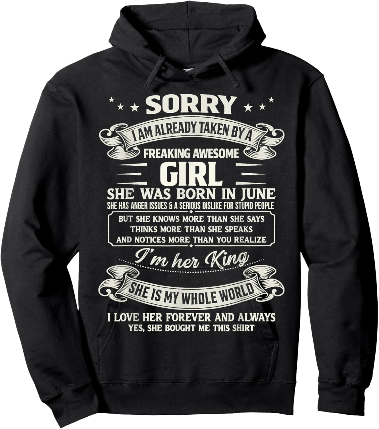 I Am Already Taken by Freaking Awesome Girl Born in June Hoodie - Hoodie | Black