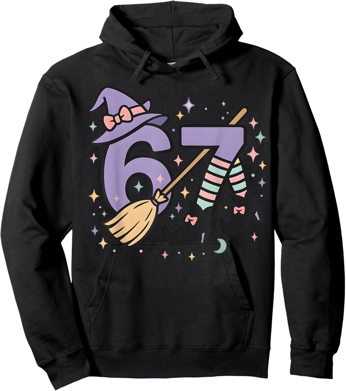 67 Halloween Girls Witch Six Seven 6 7 Brainrot Meme Kids Hoodie - Hoodie | Black