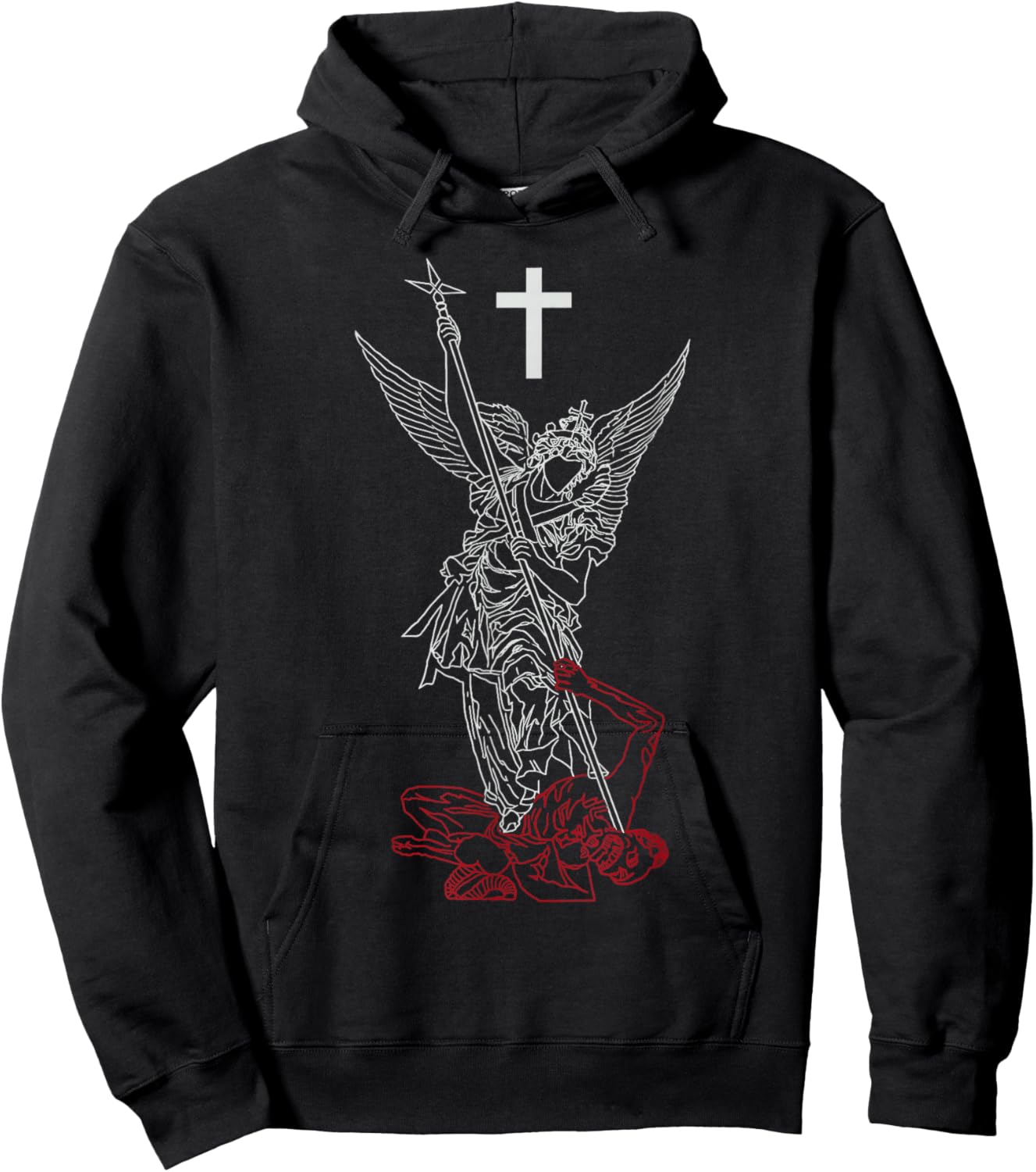 Saint Michael The Archangel Defeating Satan Warrior Faith Hoodie - Hoodie | Black