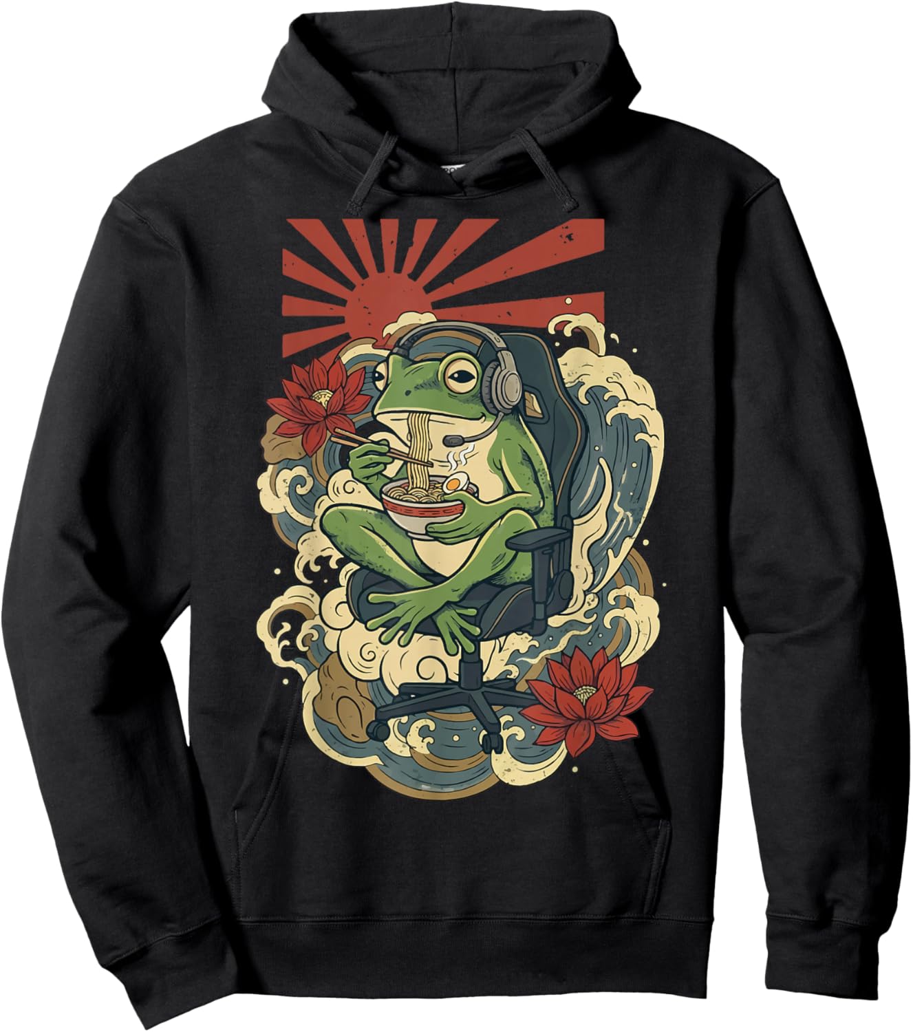 Japanese Gamer Frog Japan Anime Gaming Hoodie - Hoodie | Black