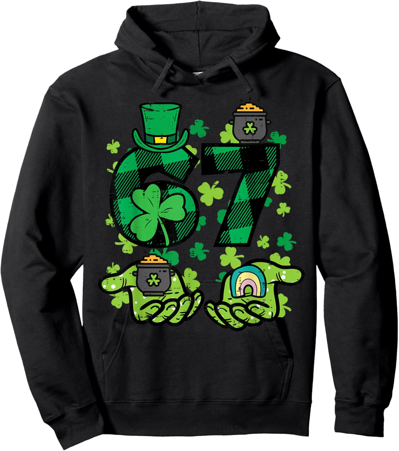 6 7 St Patricks Day 67 Paddys Six Seven Meme Boys Kids Youth Hoodie - Hoodie | Black