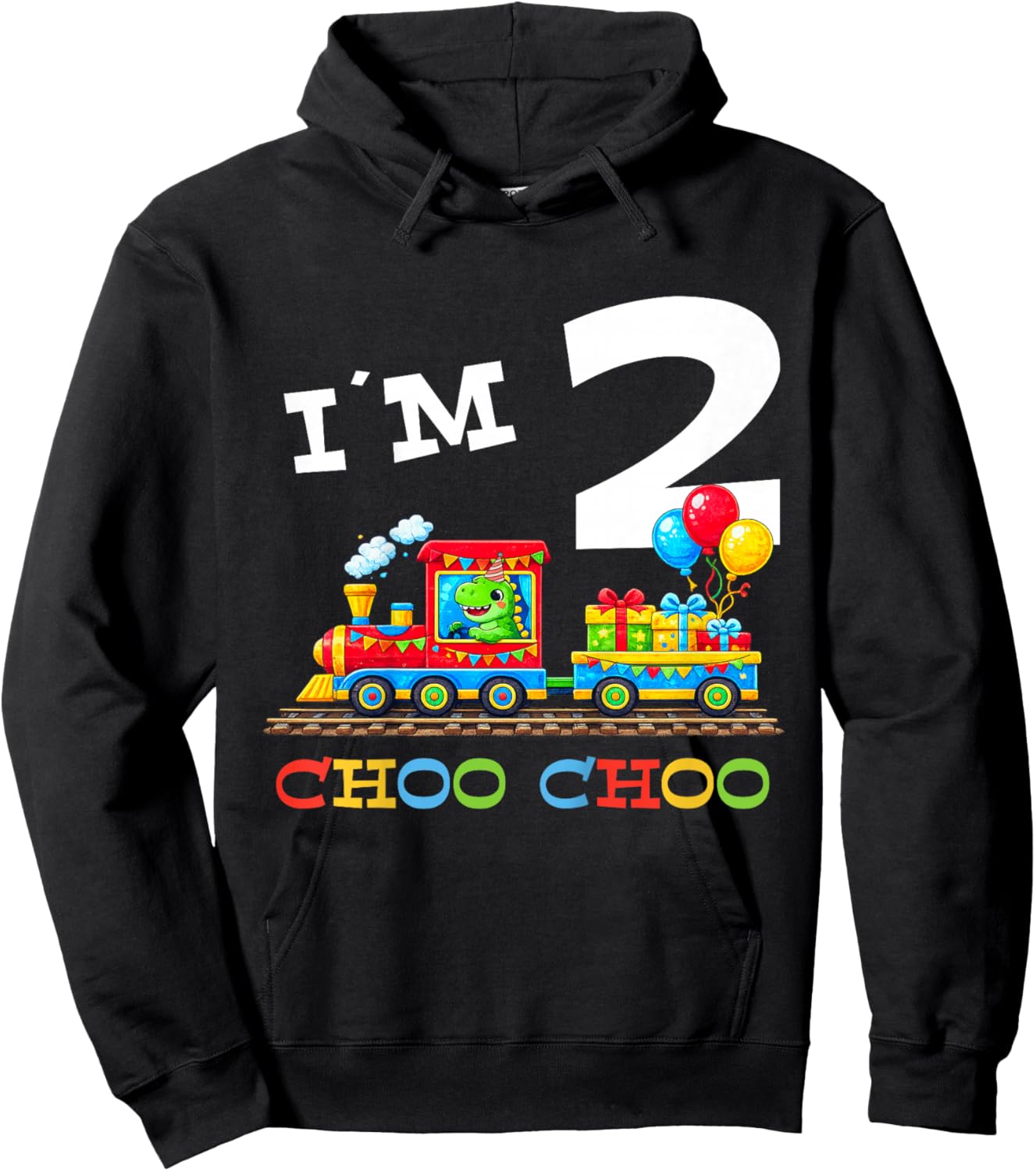 Train Birthday 2 Year Old Hoodie - Hoodie | Black