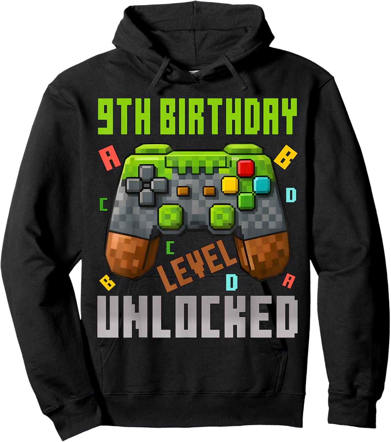 9th Birthday Boy Level 9 Unlocked Birthday Boy 9 Years Old Hoodie - Hoodie | Black