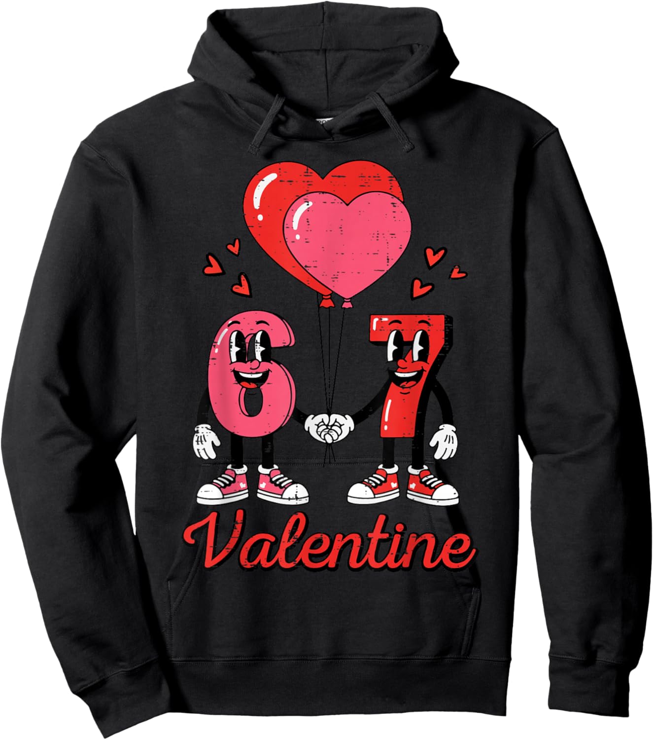 6 7 Valentine Valentines Day 67 Six Seven Kids Boys Youth Hoodie - Hoodie | Black