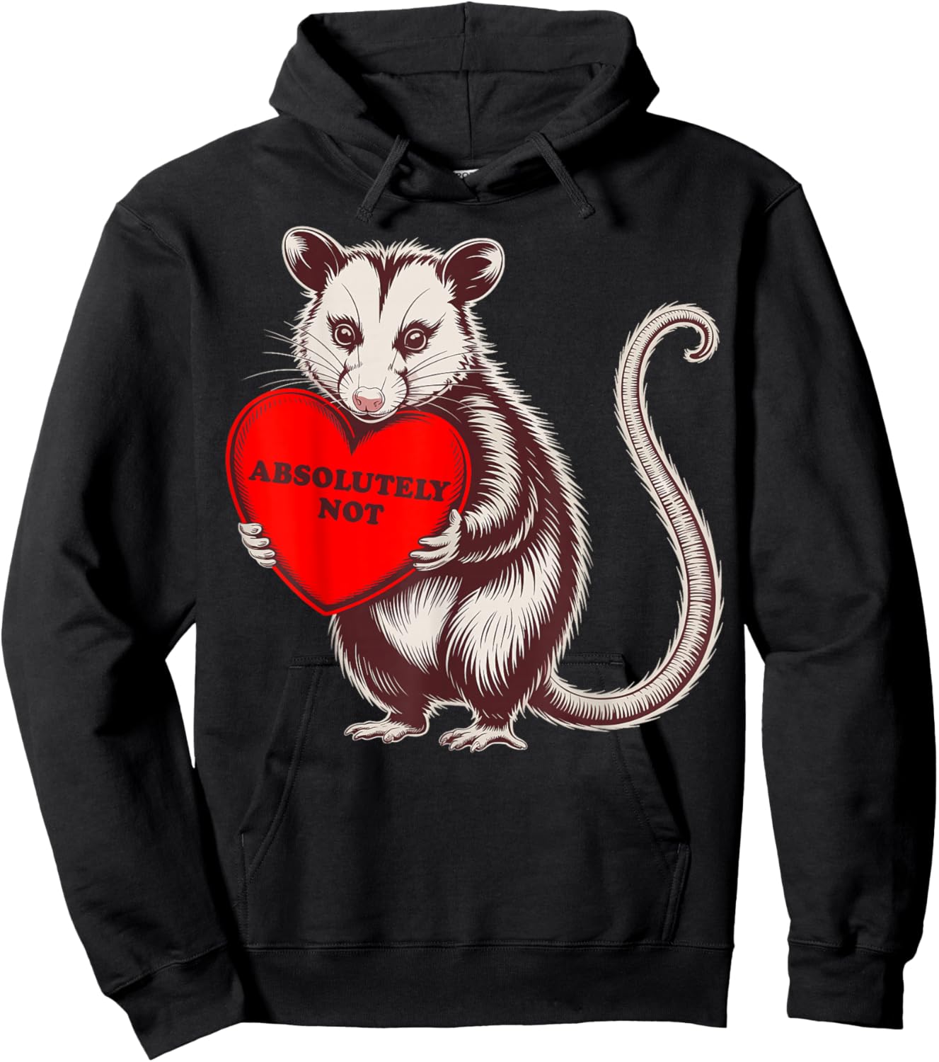 Funny Opossum Absolutely Not Valentine Graphic Hoodie - Hoodie | Black