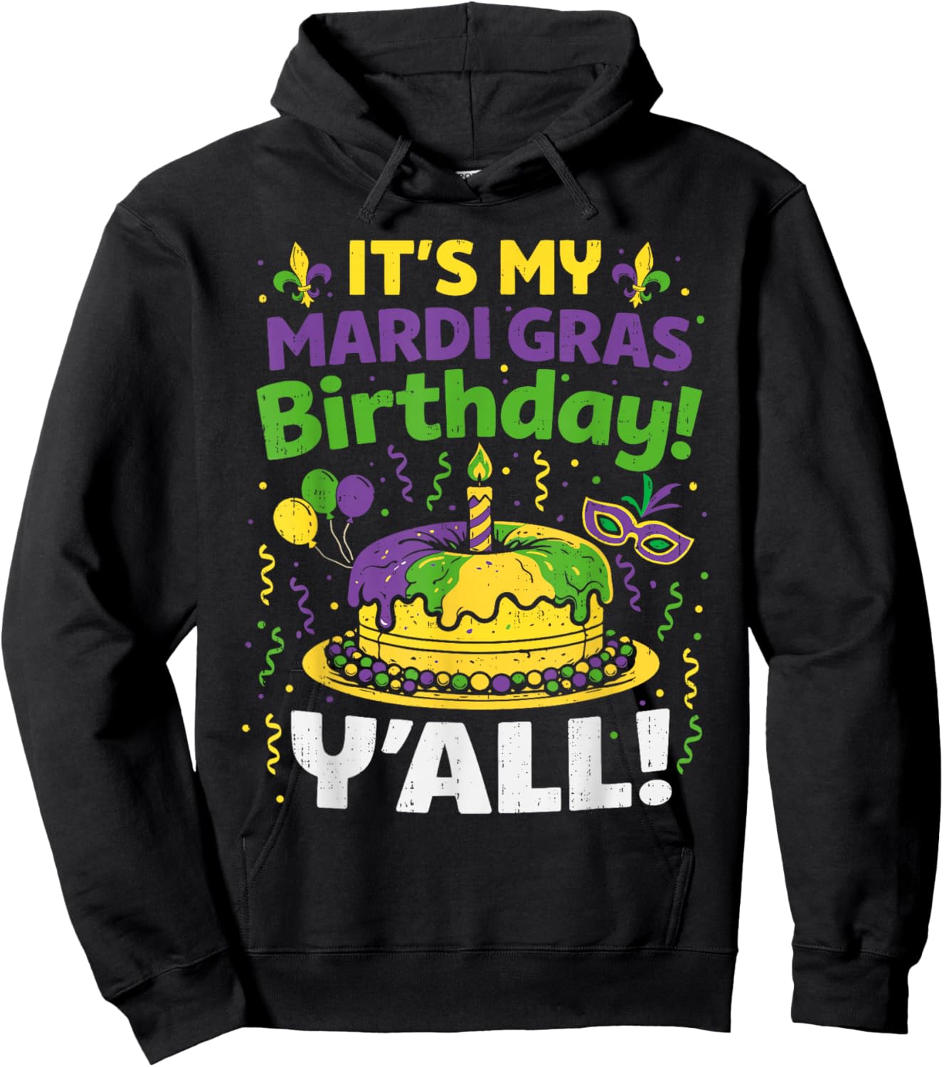 Mardi Gras Birthday Carnival Queen Men Women Boys Girl Kids Hoodie - Hoodie | Black
