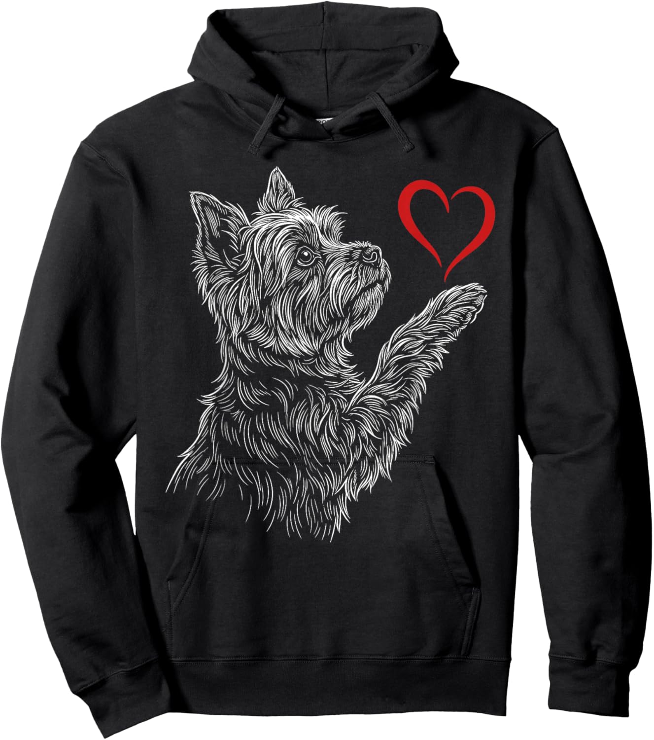 Yorkshire Terrier Lover Dog Yorkie Holding Heart Valentines Hoodie - Hoodie | Black