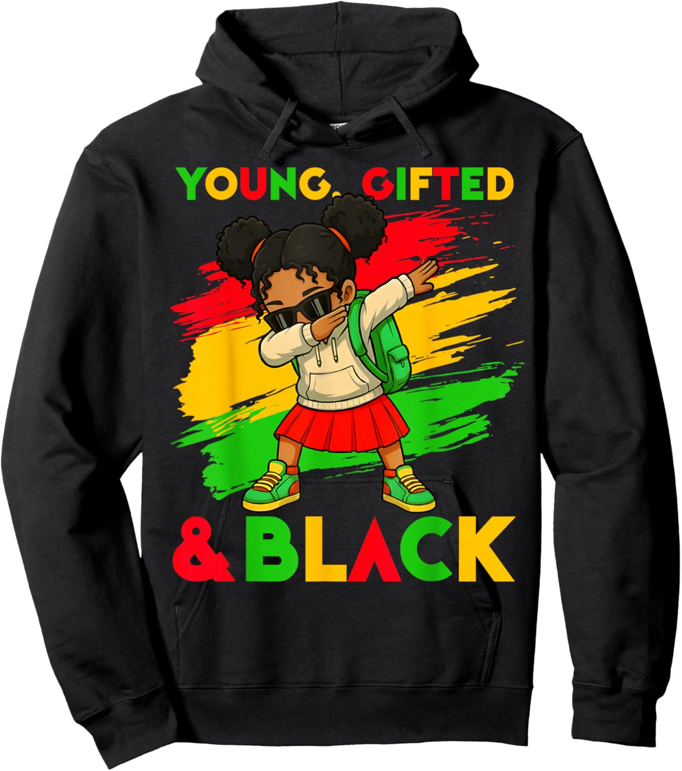 Black History Month Young Gifted & Black Cute Dabbing Girls Hoodie - Hoodie | Black