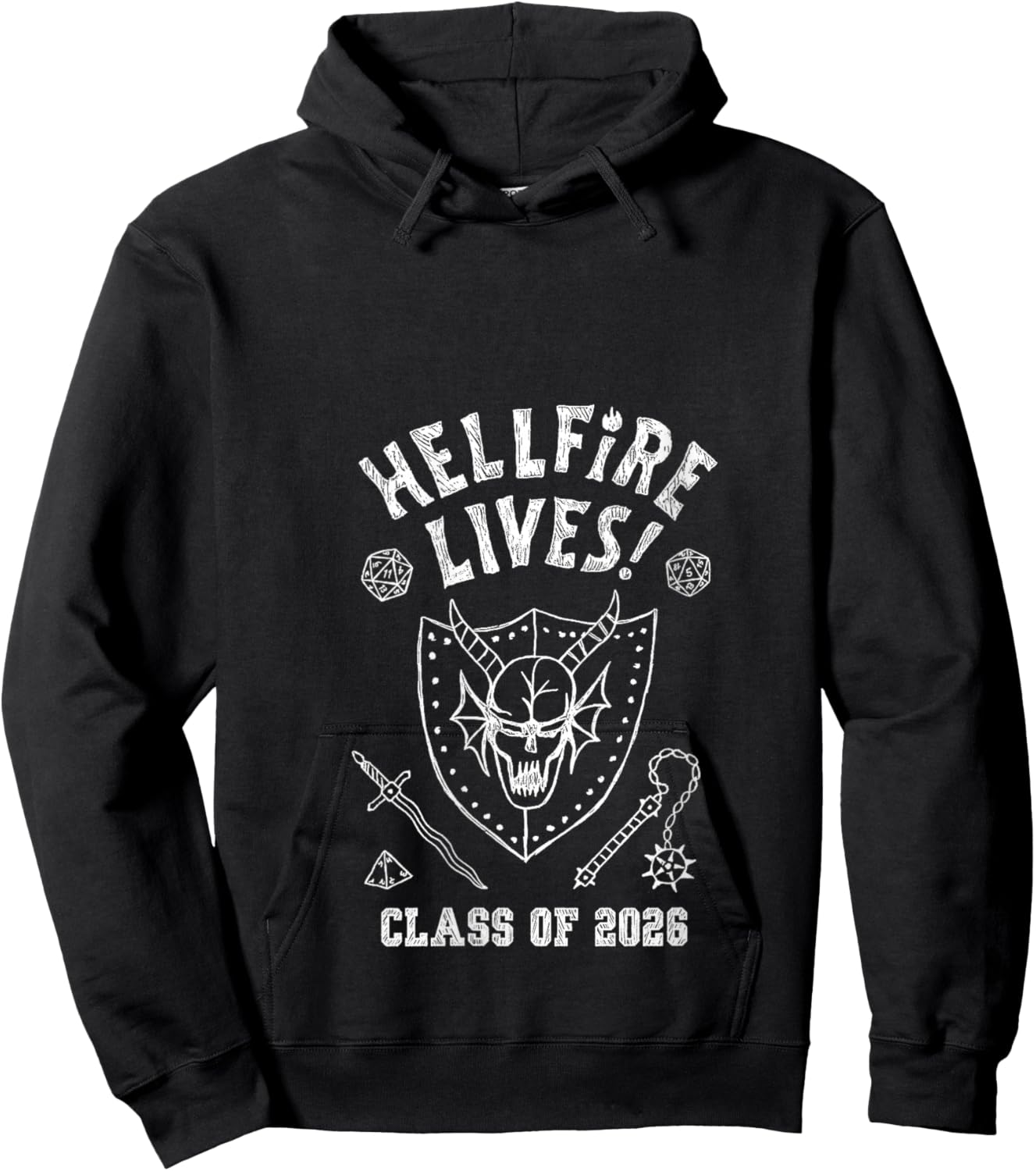 Women's Stranger Things Hellfire Lives! Class of 2026 Graduation V-Neck Hoodie - Hoodie | Black