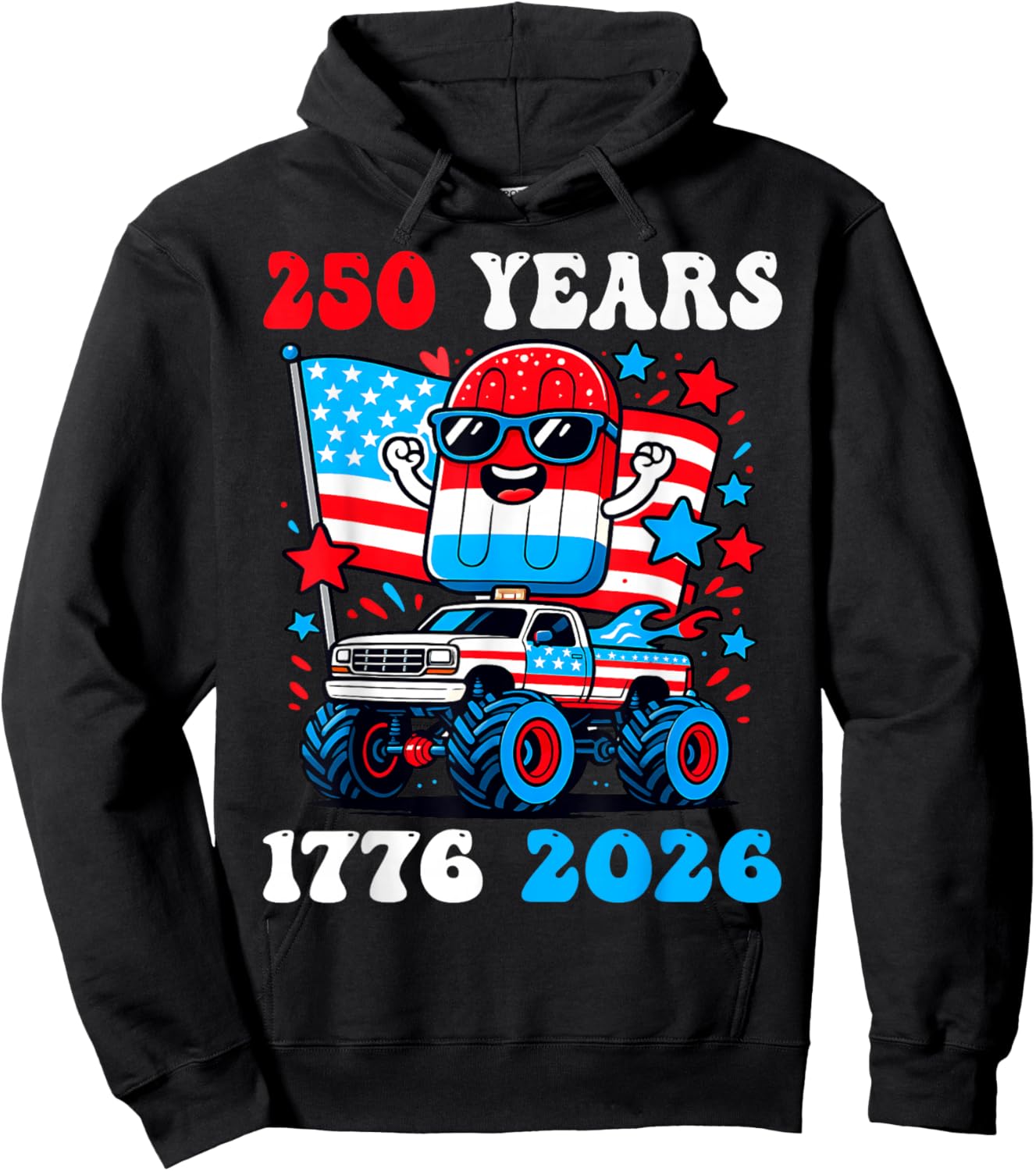 250 Years 250th Anniversary 1776 2026 USA 4th of July Boys Hoodie - Hoodie | Black