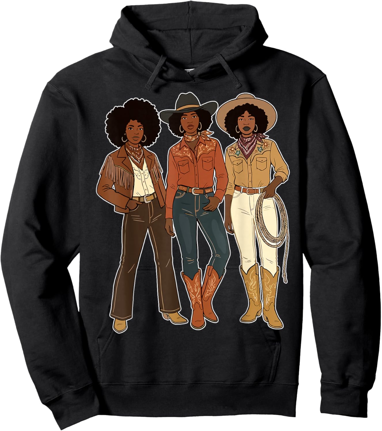 Black Cowgirl Melanin Western Rodeo Hoodie - Hoodie | Black