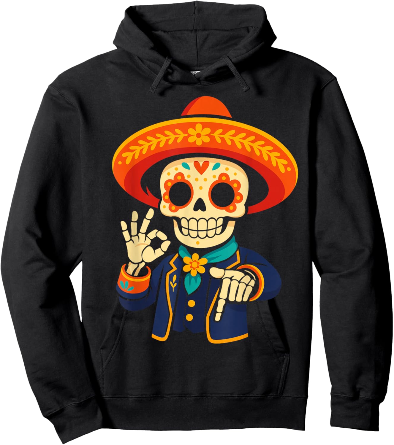 Day of Dead Sugar Funny Dia de Los Muertos 67 Hand Meme Hoodie - Hoodie | Black