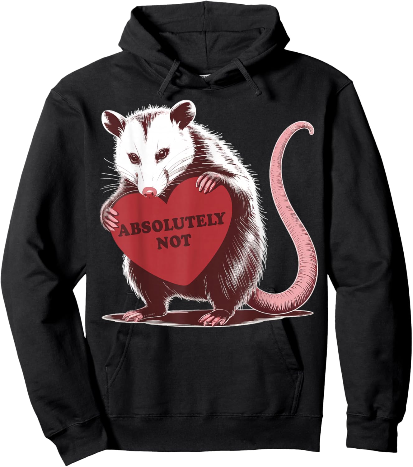 Funny Opossum Absolutely Not Valentine Graphic Hoodie - Hoodie | Black