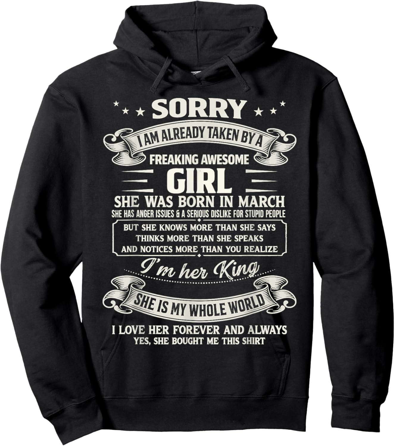 I Am Already Taken by Freaking Awesome Girl Born in March Hoodie - Hoodie | Black