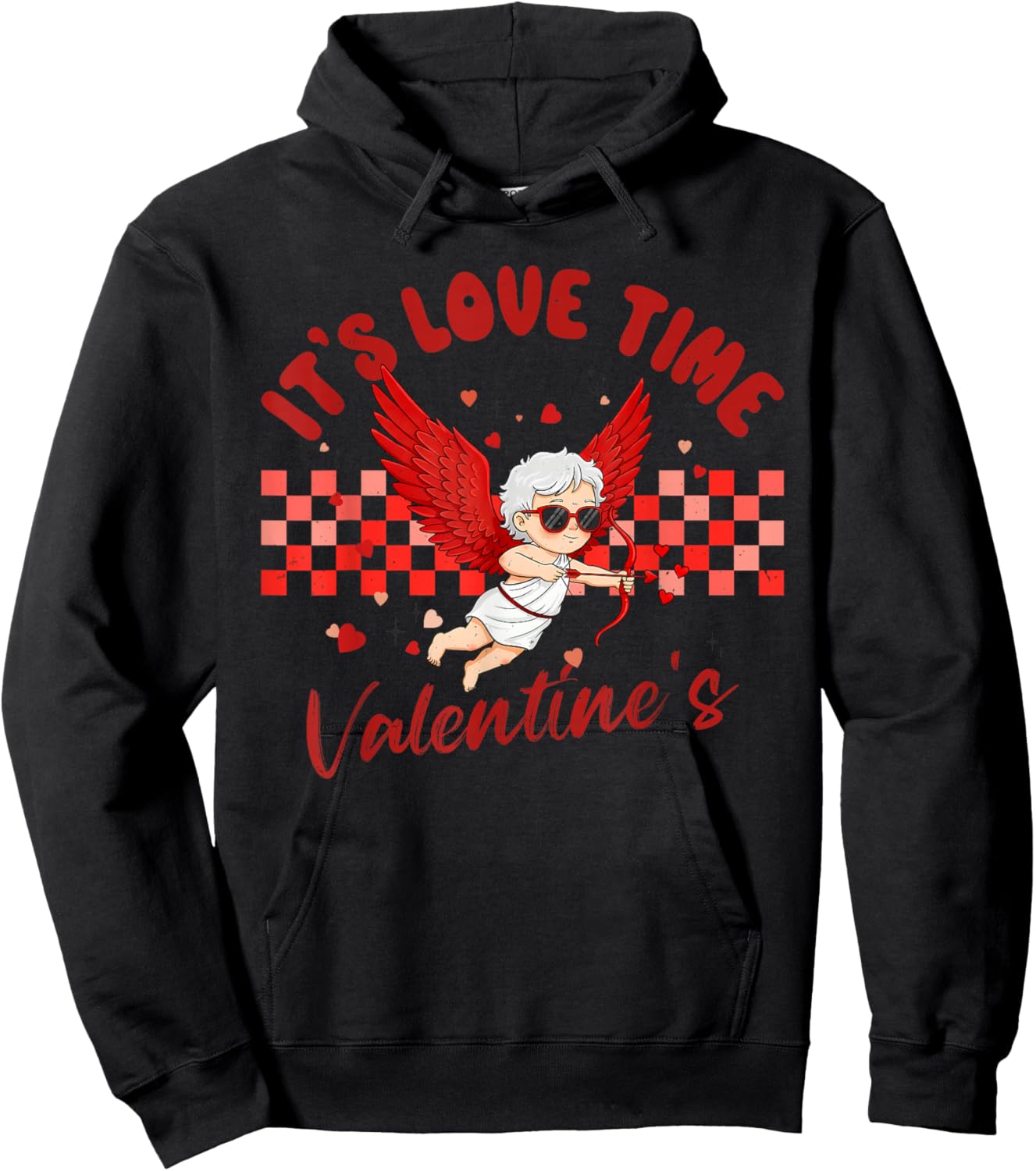 It's Love Time' Cute Cupid Valentine, for Valentine Day Fun Hoodie - Hoodie | Black