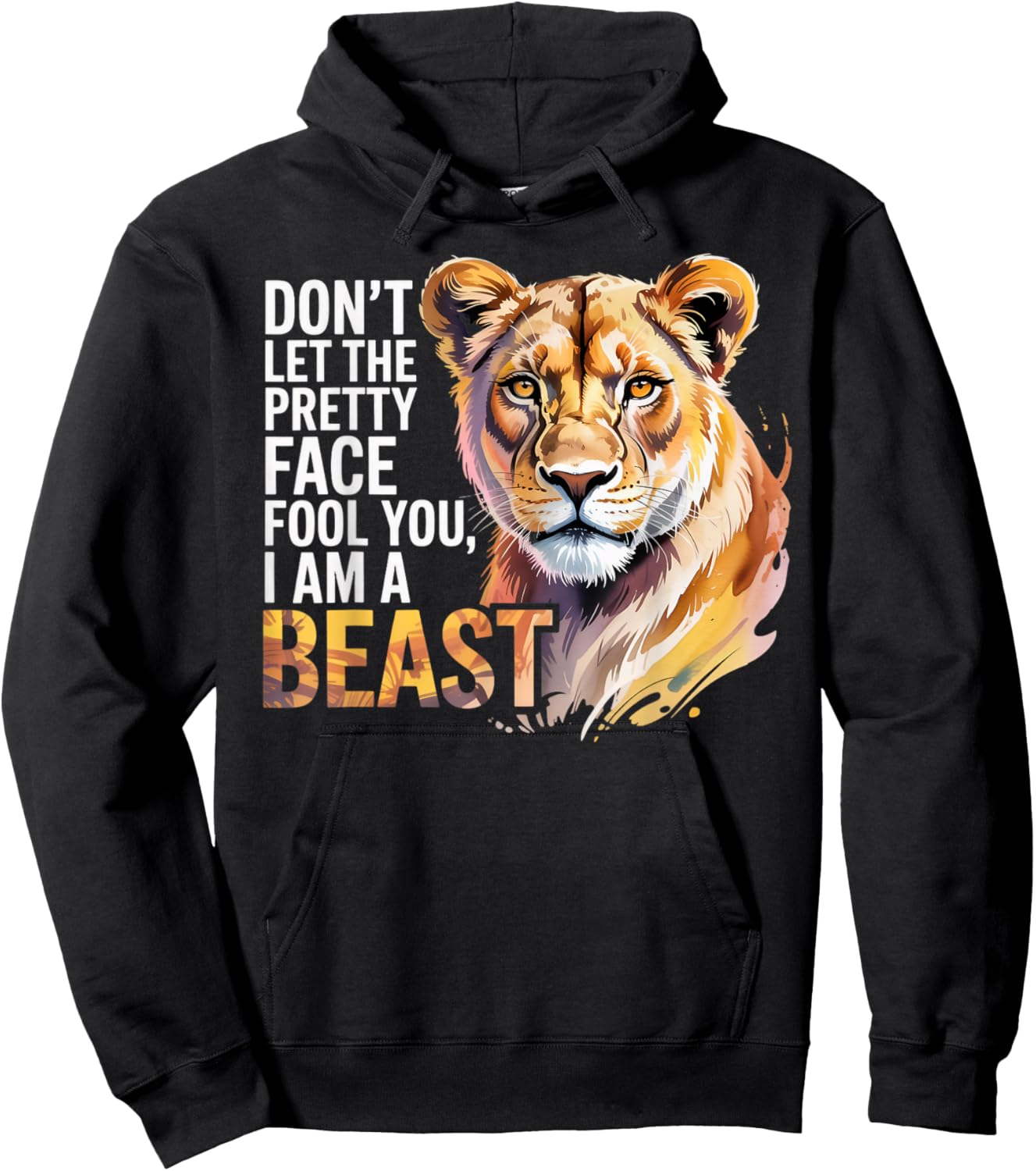 Pretty Face Lion Animal Lioness Women Lioness Hoodie - Hoodie | Black