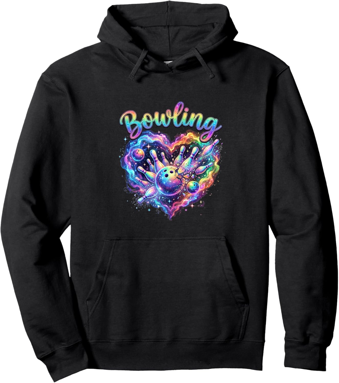 Bowling Heart Colorful Bowling Pin Lovers Bowler Women Girls Hoodie - Hoodie | Black