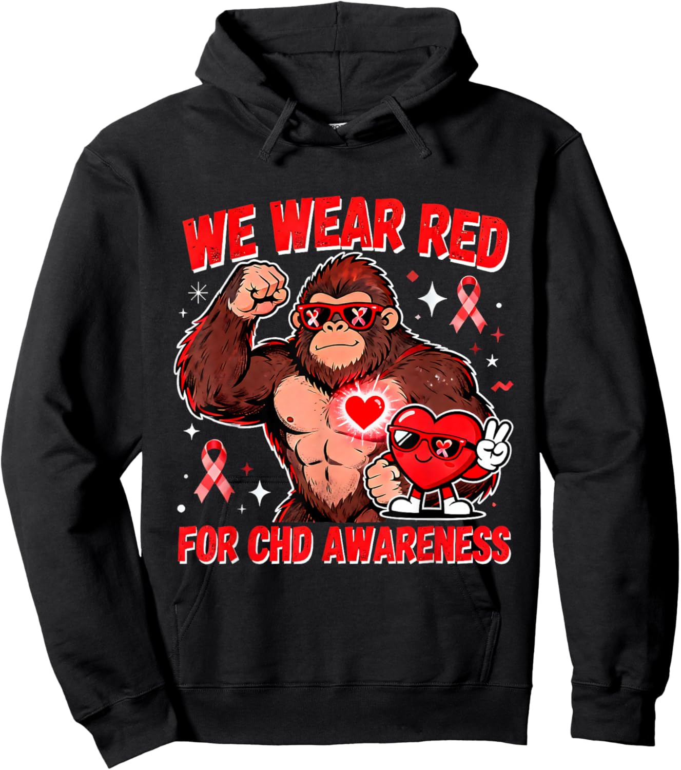 We Wear Red for CHD Awareness Heart Warrior Support Hoodie - Hoodie | Black